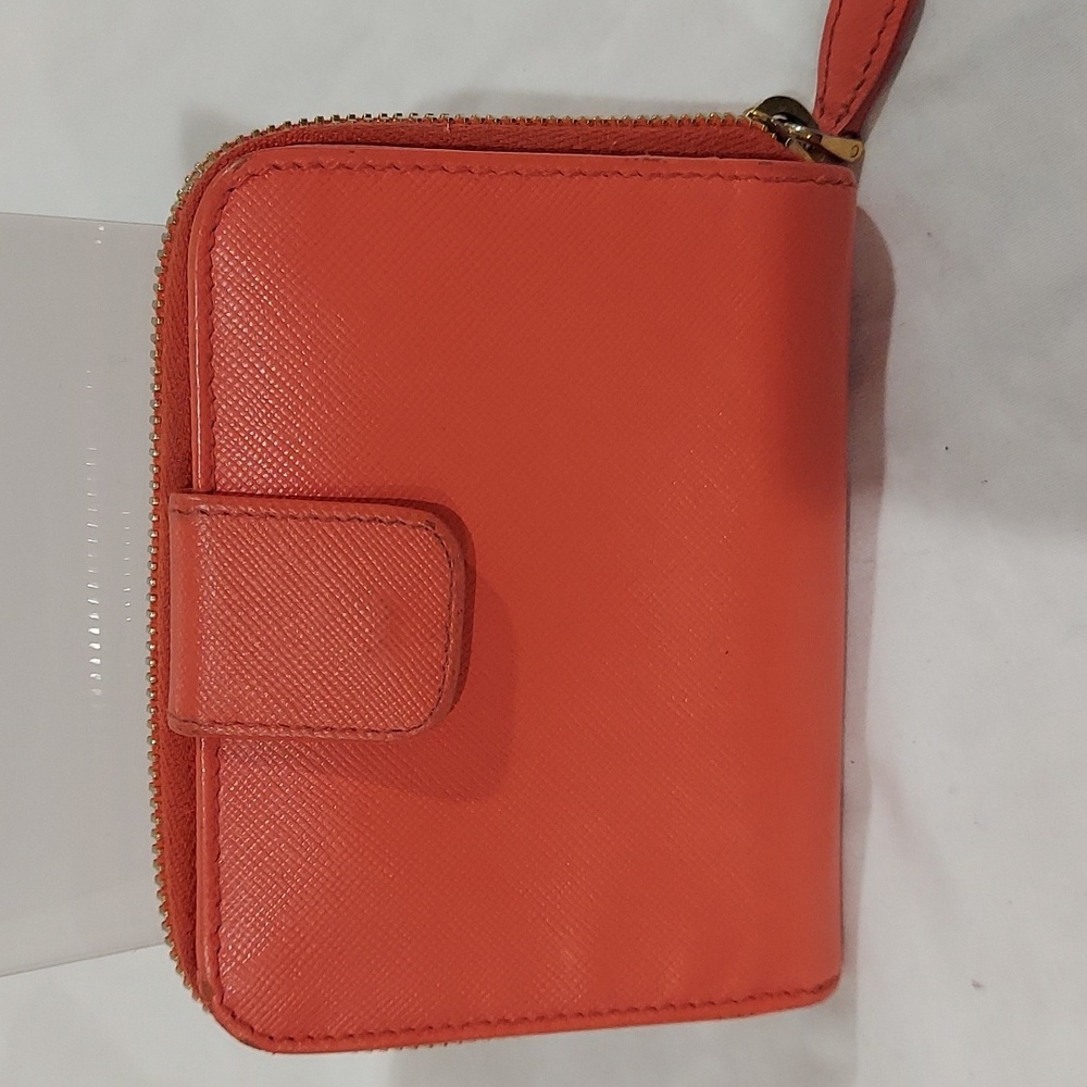 Auth Vintage small  PRADA Coral Saffiano Leather Bifold Wallet